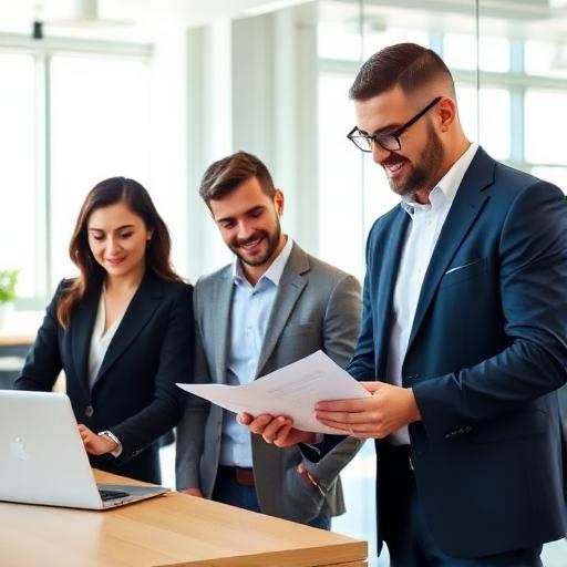 White collar professionals in modern offices